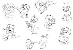 Despicable Me and Minions free printable coloring pages. Minions in different positions.