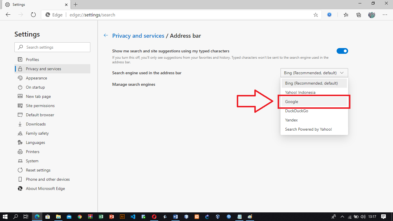 Cara Mengubah Mesin Pencari Microsoft Edge Menjadi Google Search Engine