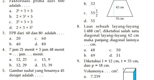 soal uts matematika kelas 5 semester 2 soal uts matematika kelas 5 semester 2