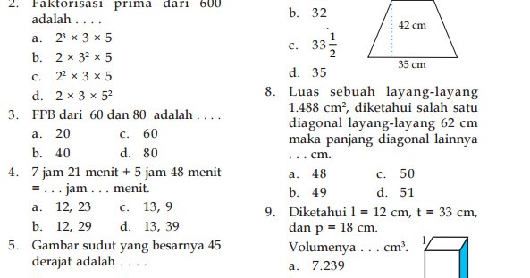 Soal Ukk Kpk Dan Fpb Kelas 4 Semester 2