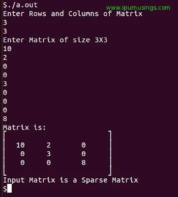 BCA Semester 2 : Data Structure Using C - Check Sparse Matrix 