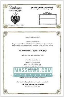 17+ Undangan Walimatul Khitan Format Word (Bisa di Edit) - Massiswo.Com