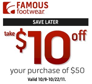 famous footwear 10 off