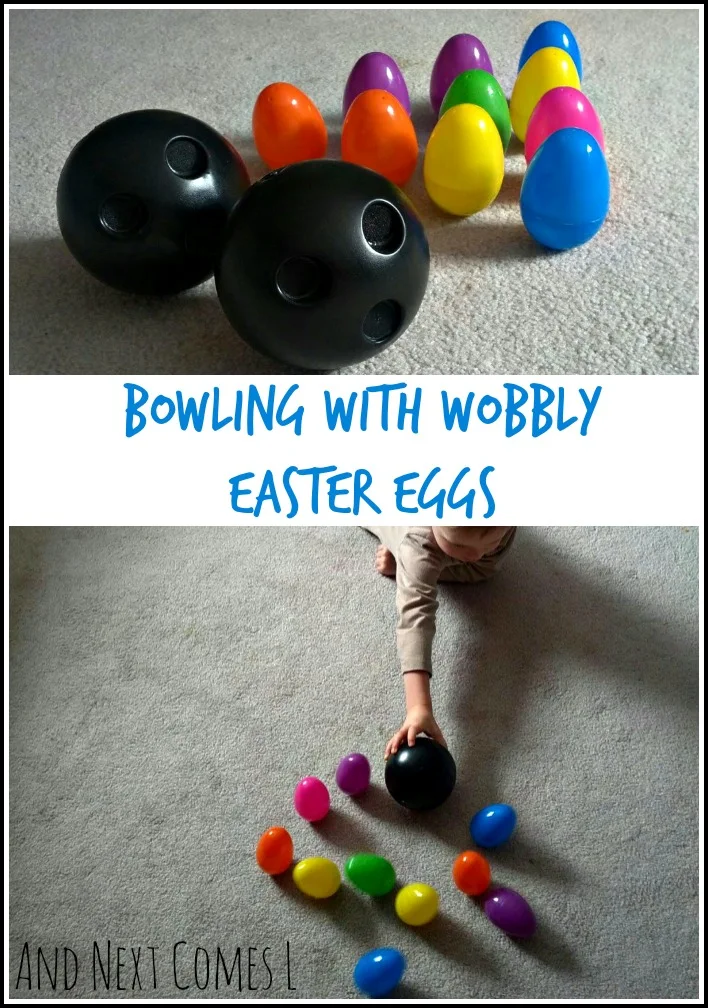Bowling with wobbly Easter eggs from And Next Comes L