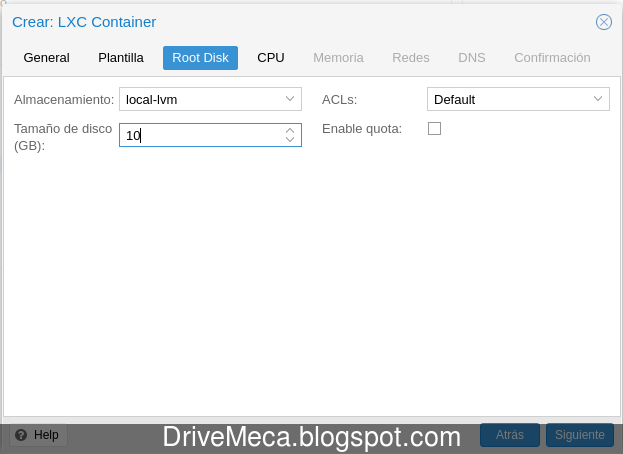 Creando maquina LXC en Proxmox VE