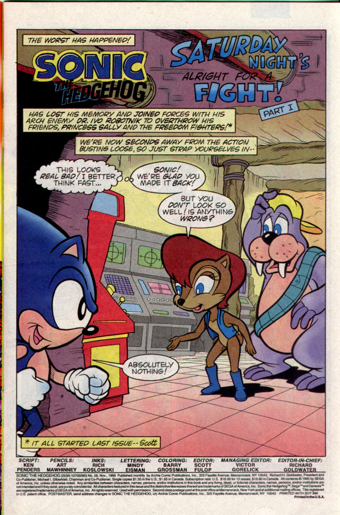 Read online Sonic The Hedgehog comic -  Issue #28 - 2