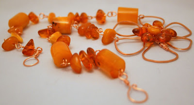 Autumn in Amber: copper, amber, wire wrapping, OOAK necklace :: All Pretty Things