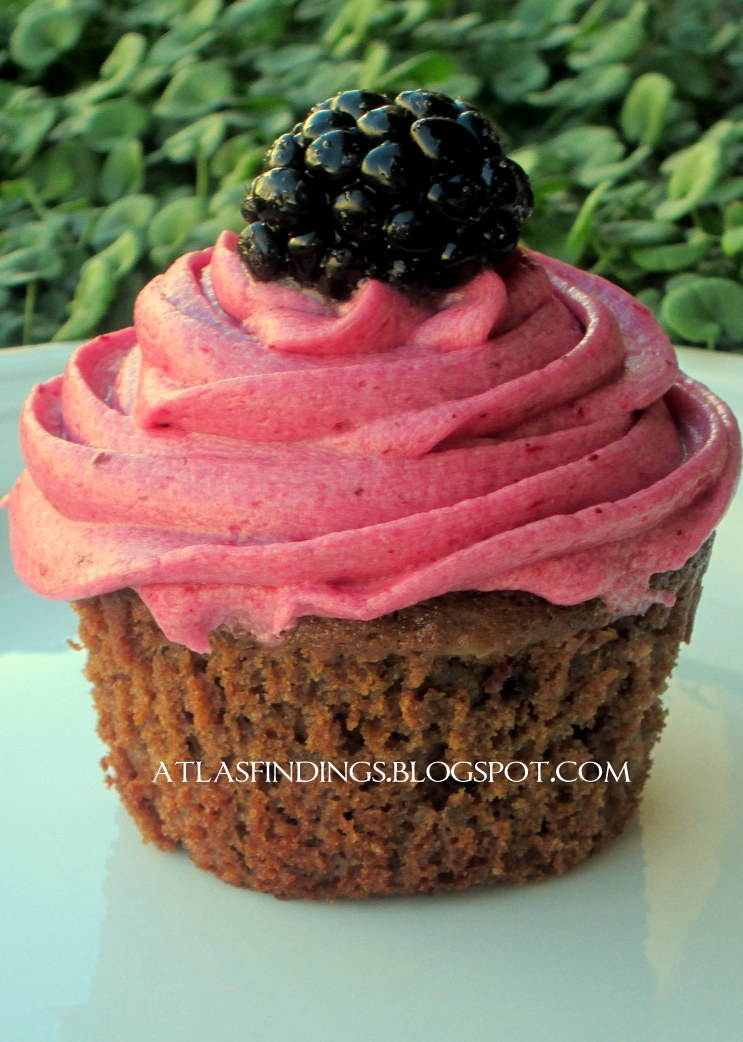 Atlas Findings Chocolate Cupcake with Blackberry Butter Cream