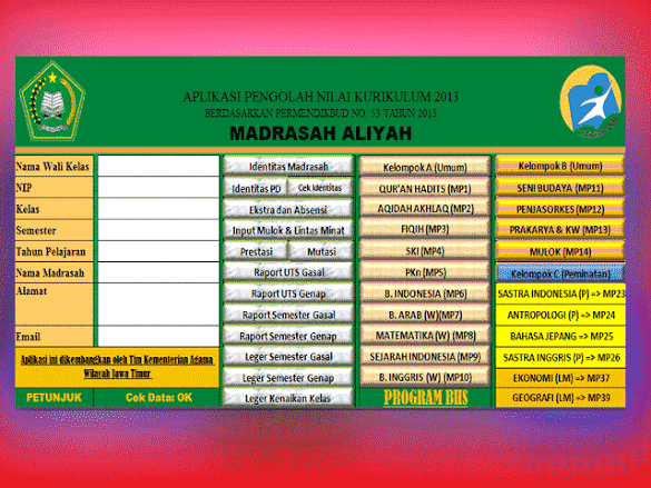 Aplikasi Pengolahan Nilai Kurikulum 2013 Madrasah Aliyah ( Ma ) Sesuai
Permen No 53