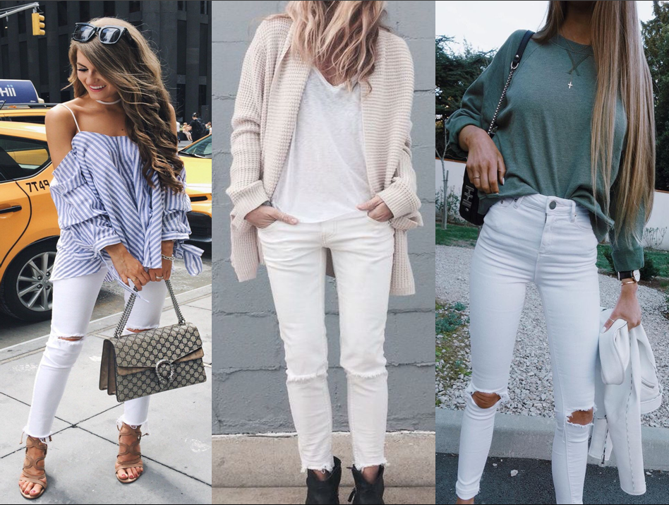 How to combine white jeans in spring / Photo