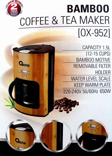 OX-952 Oxone Bamboo Coffee & Tea Maker 650W