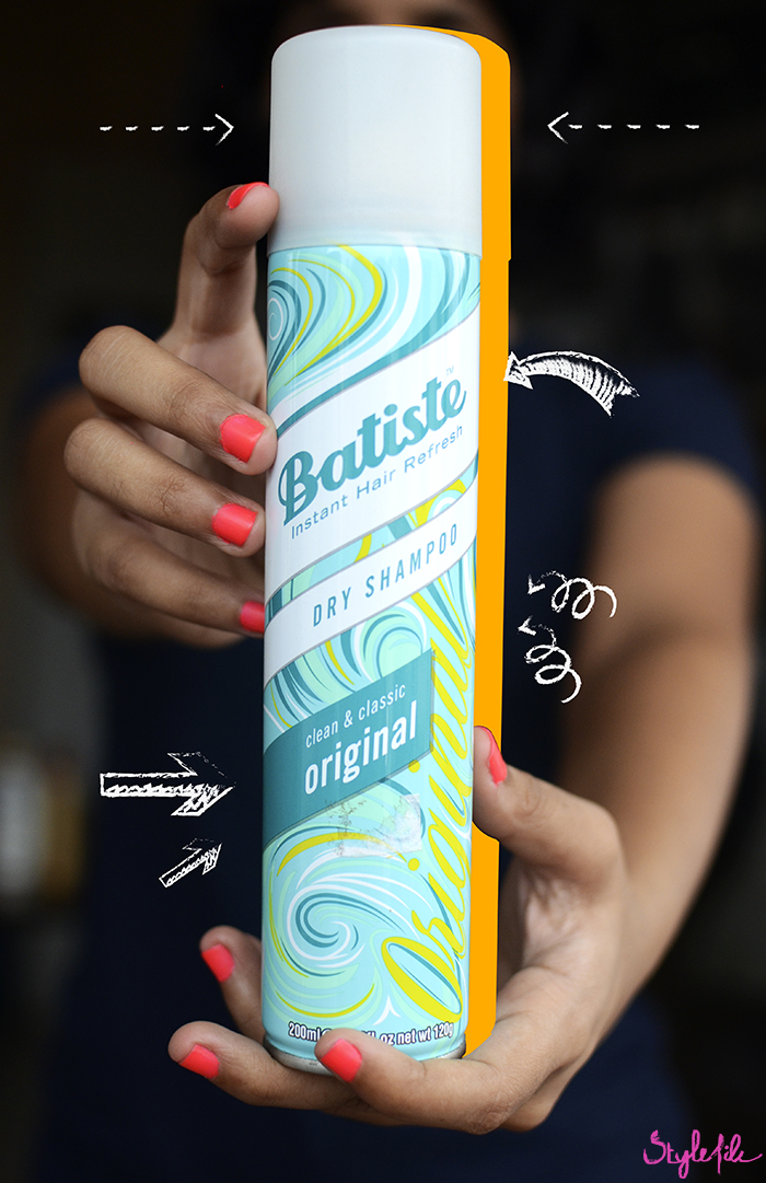 Dayle Pereira of the blog Style File uses the Batiste Dry Shampoo to refresh her hair and cut out oiliness