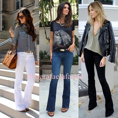 calça flare em magras