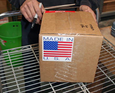 made in usa sticker on box