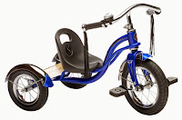 Schwinn Roadster Trike, blue, best kids tricycle, with low center of gravity to prevent tip-overs, adjustable sculpted seat, air tires, cruiser handlebars with decorative tassels and bell