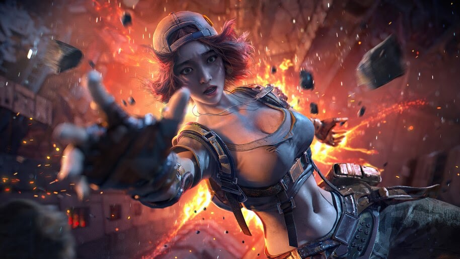 PUBG, Girl, Explosion, 4K, #5.2300