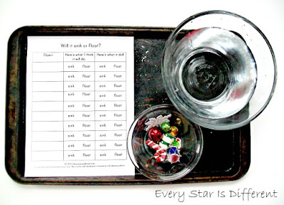 Christmas sink or float activity