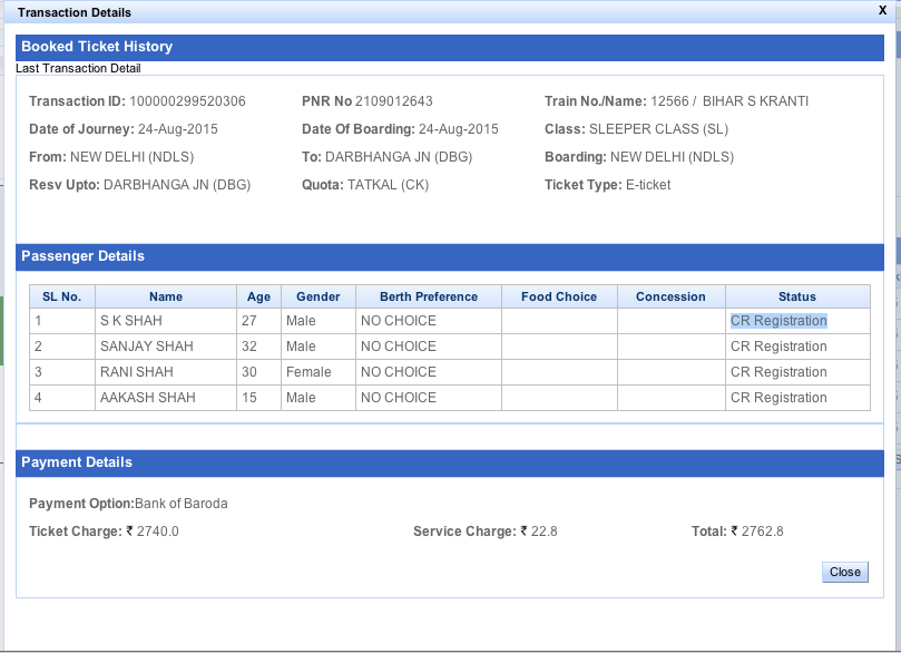 IRCTC Tatkal Booking Timing by Indian Railway IRCTC CR Registration