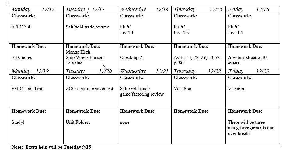 homework assignment sheet