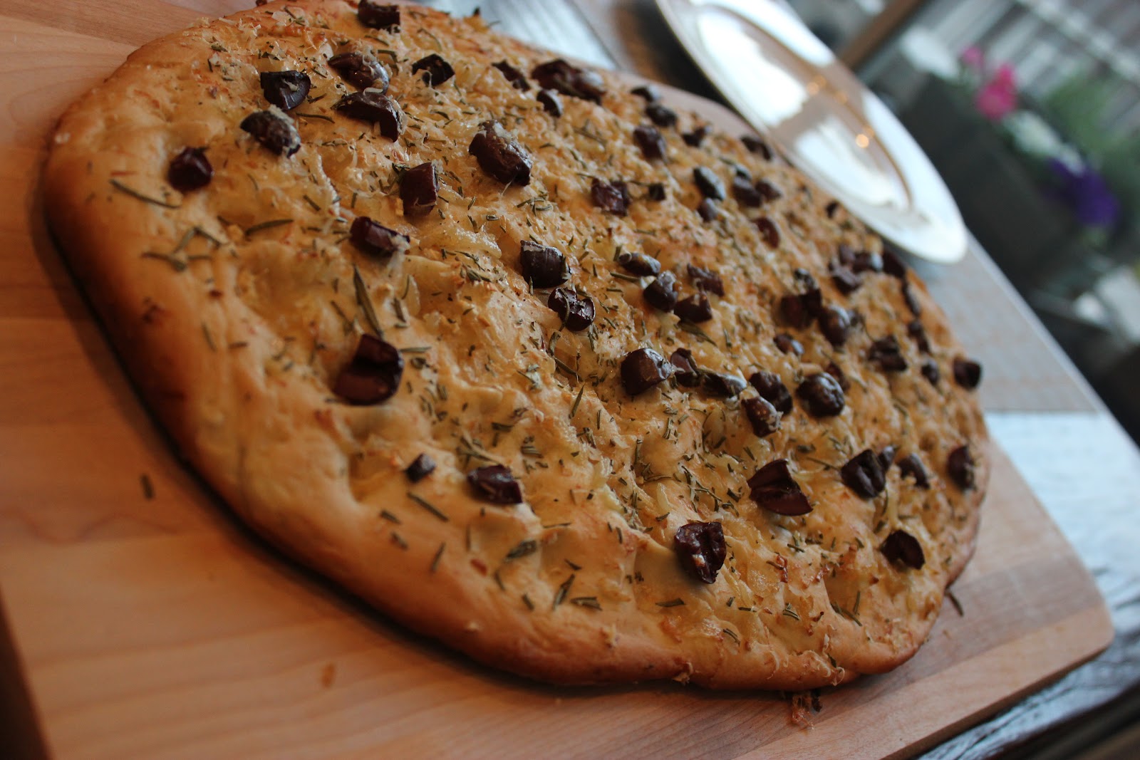 Sneaky Vegan Caramelized Onion and Olive Focaccia