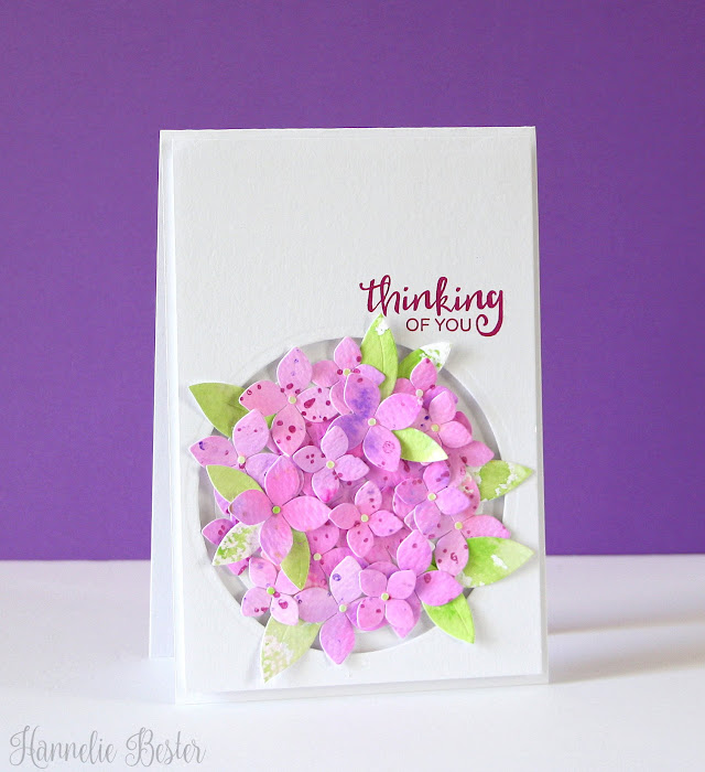 hydrangea card with Fri-Dies 4 petal die