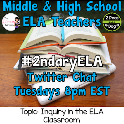 Join secondary English Language Arts teachers Tuesday evenings at 8 pm EST on Twitter. This week's chat will be about inquiry in the ELA classroom.