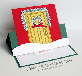VIDEO: Fun Fold Series: Easel Card Tutorial ~ Stampin' Up! At Home With You Christmas Card ~ www.juliedavison.com