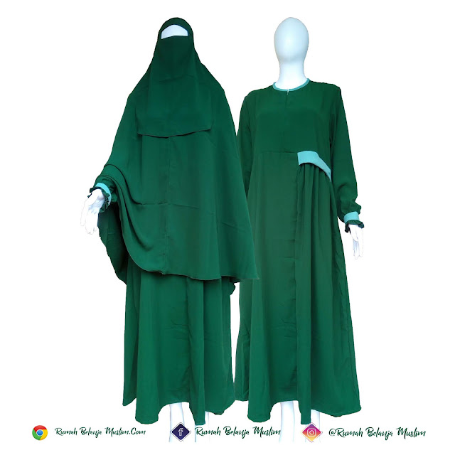 Jubah Akhwat Wolfis Hijau Botol Jubah Akhwat Wolfis Hijau Botol