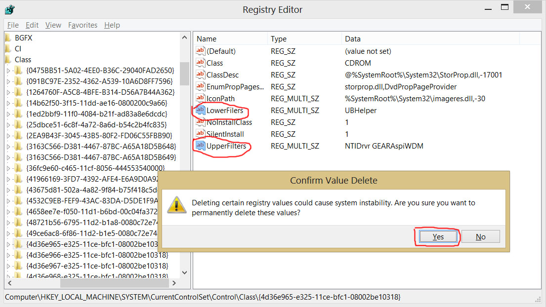 foxtrot Windows cd/dvd drive doesn't work (error code 19)