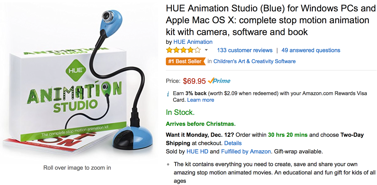 HUE Animation Studio: Complete Stop Motion Animation Kit (Camera, Software,  Book) for Windows/macOS (Blue)