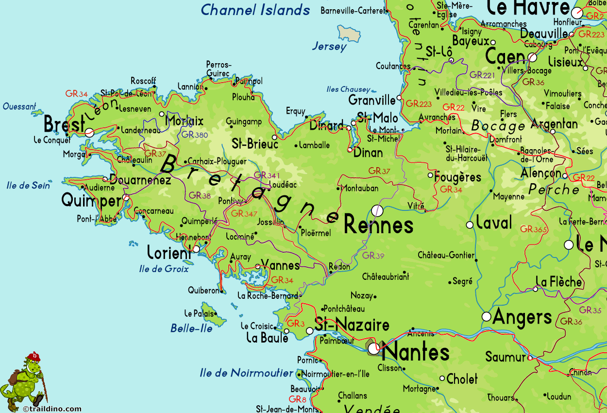 Mapa de Bretagne Imagen Mapa de Bretagne Imagen