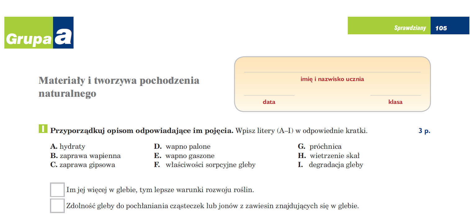 sprawdziany podstawówka gimnazjum liceum: To jest chemia, zakres