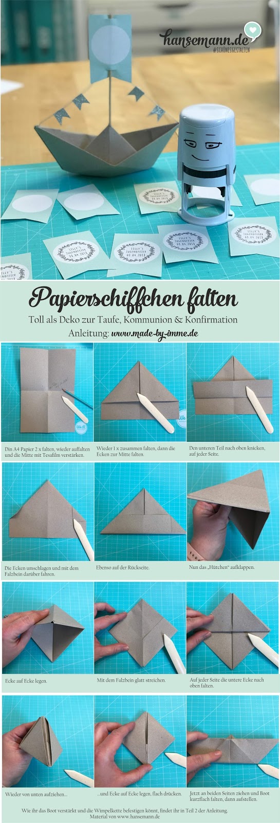 DIY Papierschiffchen mit Wimpelkette - schöne Deko zur Konfirmation