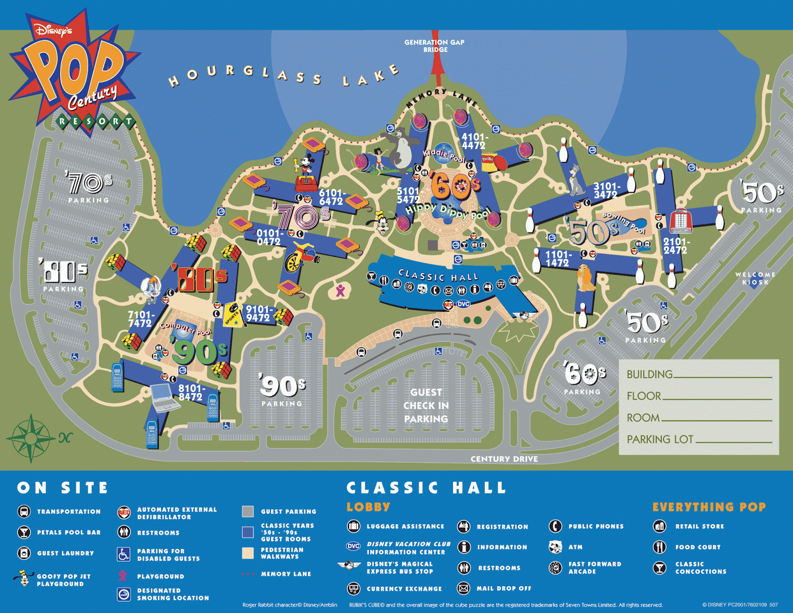 Mapa do Disney's Pop Century Resort.