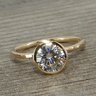 moissanite recycled gold engagement ring