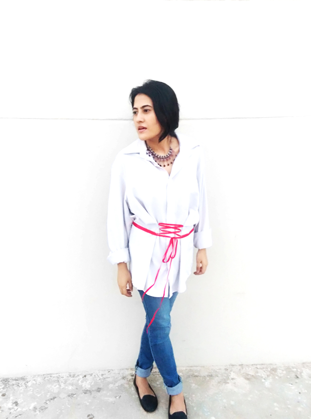DIY:LACE UP | STYLE PANORAMA: FASHION AND ILLUSTRATION BLOG FROM DHEERA JOSH lace up shirt,diy lace up