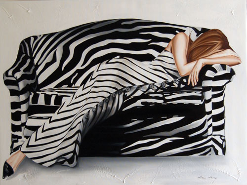 Drew Darcy 1976 | Moda pintor figurativo británico | Lady in Red