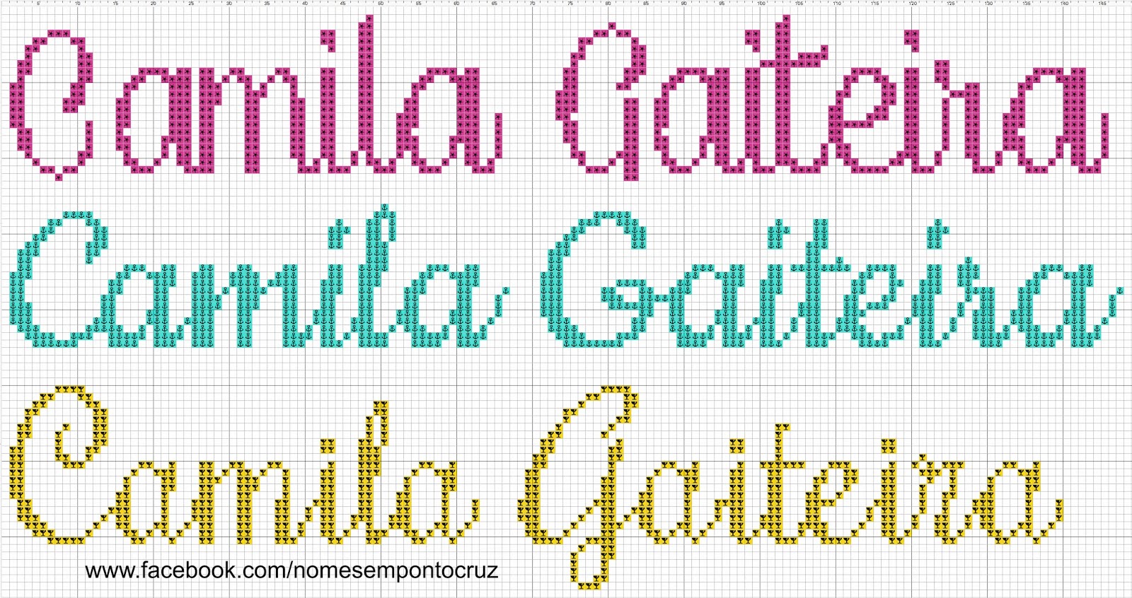 Gráficos de Nomes em Ponto Cruz: Nome Camila Gaiteira em Ponto Cruz