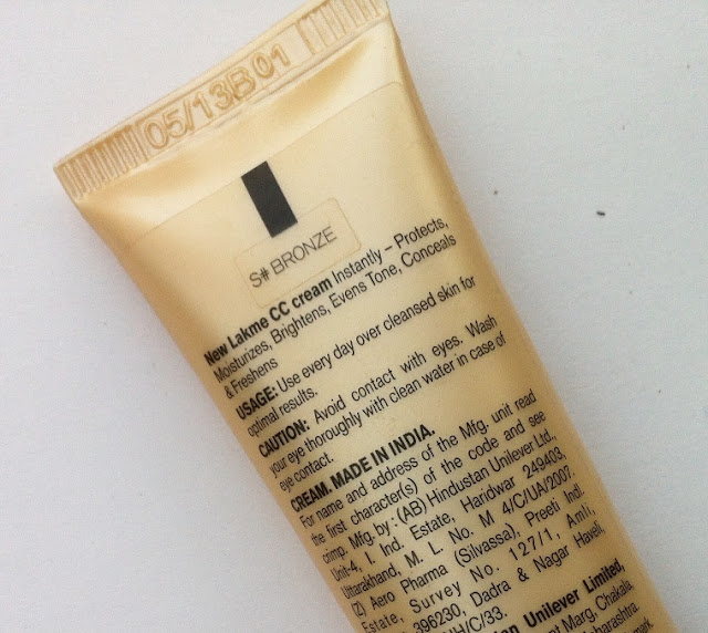 Lakme Complexion Care(CC) Cream in Bronze Review, Pictures and Swatches