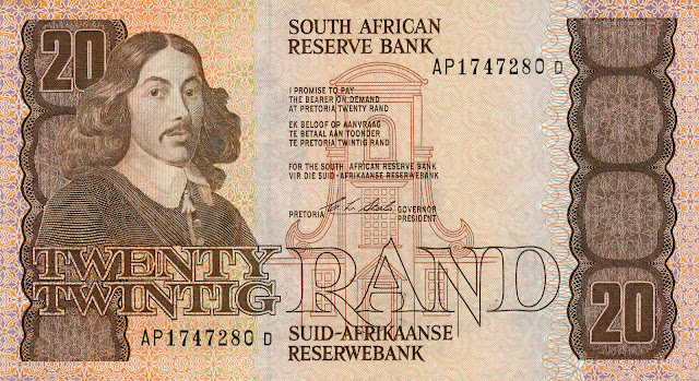 South Africa Currency 20 Rand banknote 1990 Jan van Riebeeck