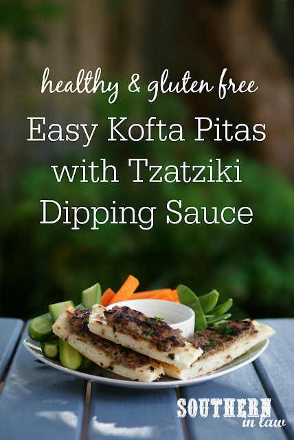 Easy Beef or Lamb Kofta Pitas Recipe with Tzatziki Dipping Sauce - healthy, low fat, gluten free, high protein, clean eating recipe, nut free, egg free