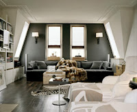 Sala gris con blanco