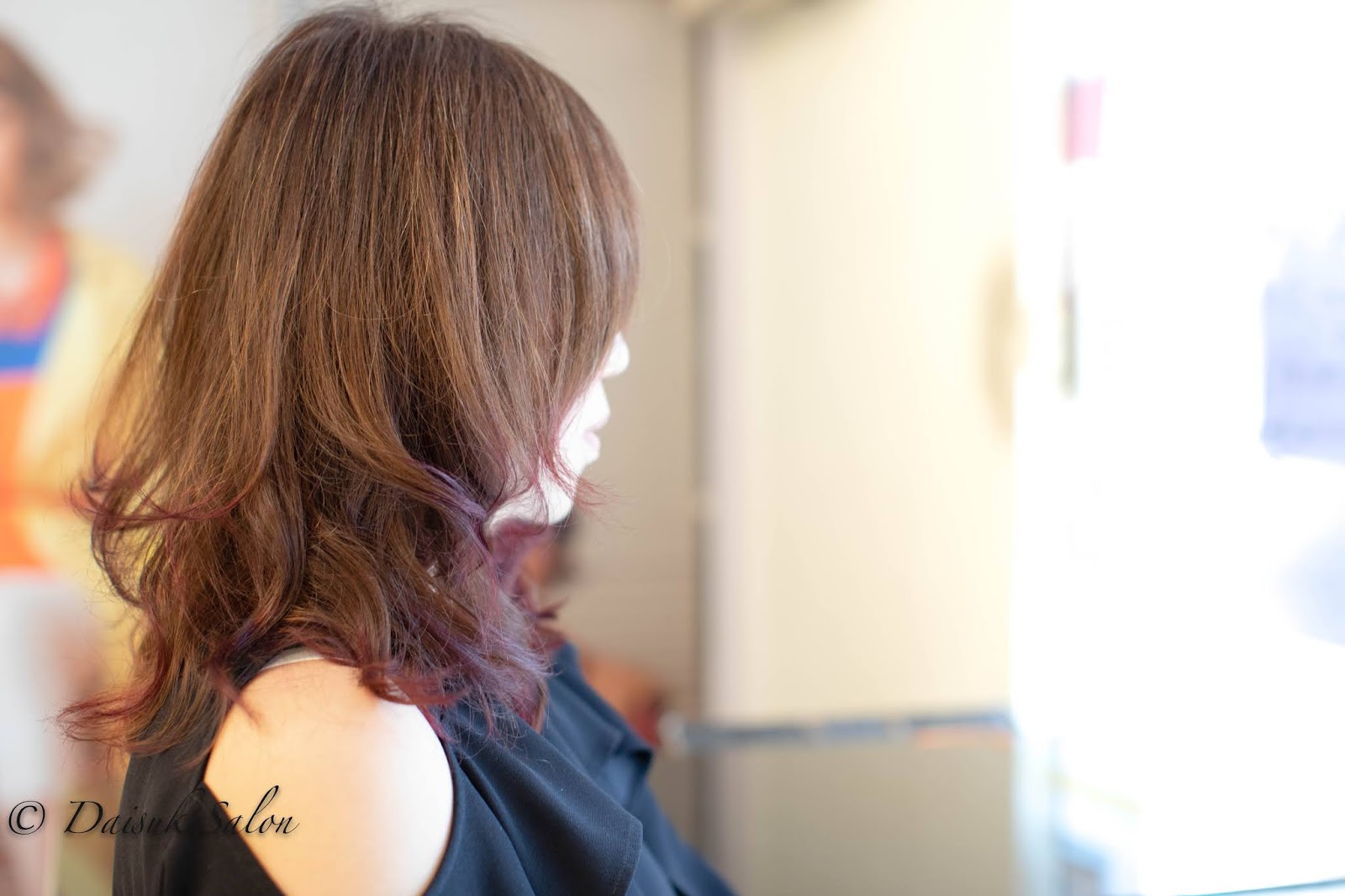 Japanese Air Wave Perm with Tip End Colour (Pink Red)