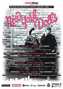 New York Dolls en Barcelona, Madrid, Pamplona y Murcia en abril