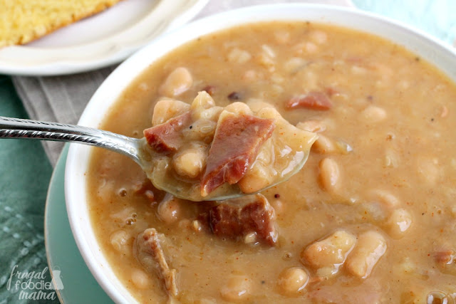 Not only is this Slow Cooker Soup Beans & Ham recipe super flavorful & simple to make, but it also happens to be budget friendly as well.