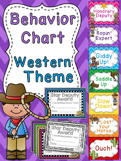 Cowboy behavior chart for western theme classroom a bunch of other fun behavior clip charts!