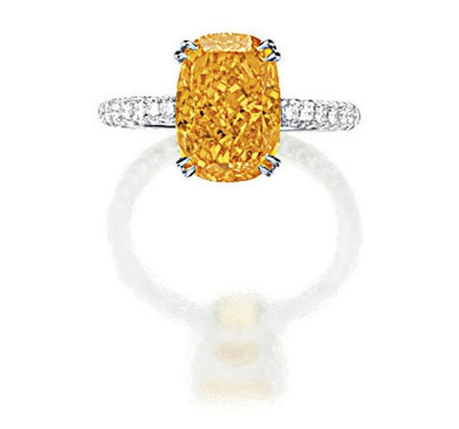 4.19 carats very rare Fancy Orange Diamond studded in a ring