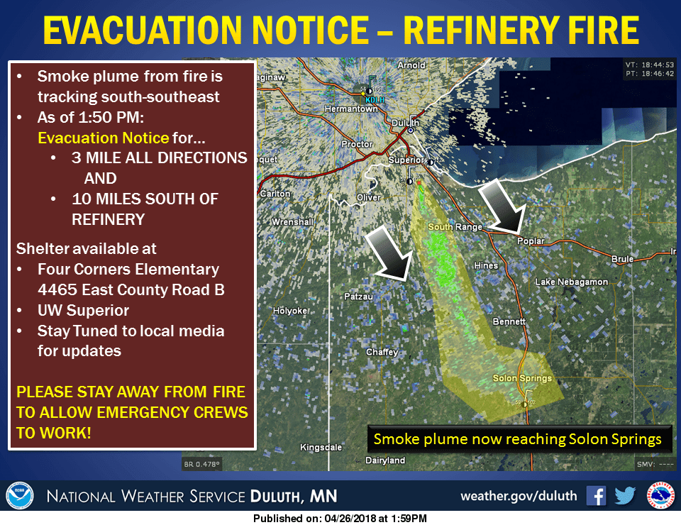 Map of Wisconsin Oil Refinery Evacuation Zones