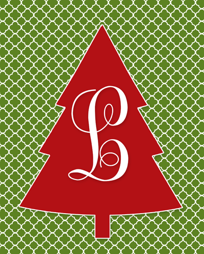 Free Monogram Christmas Tree Printable | i should be mopping the floor