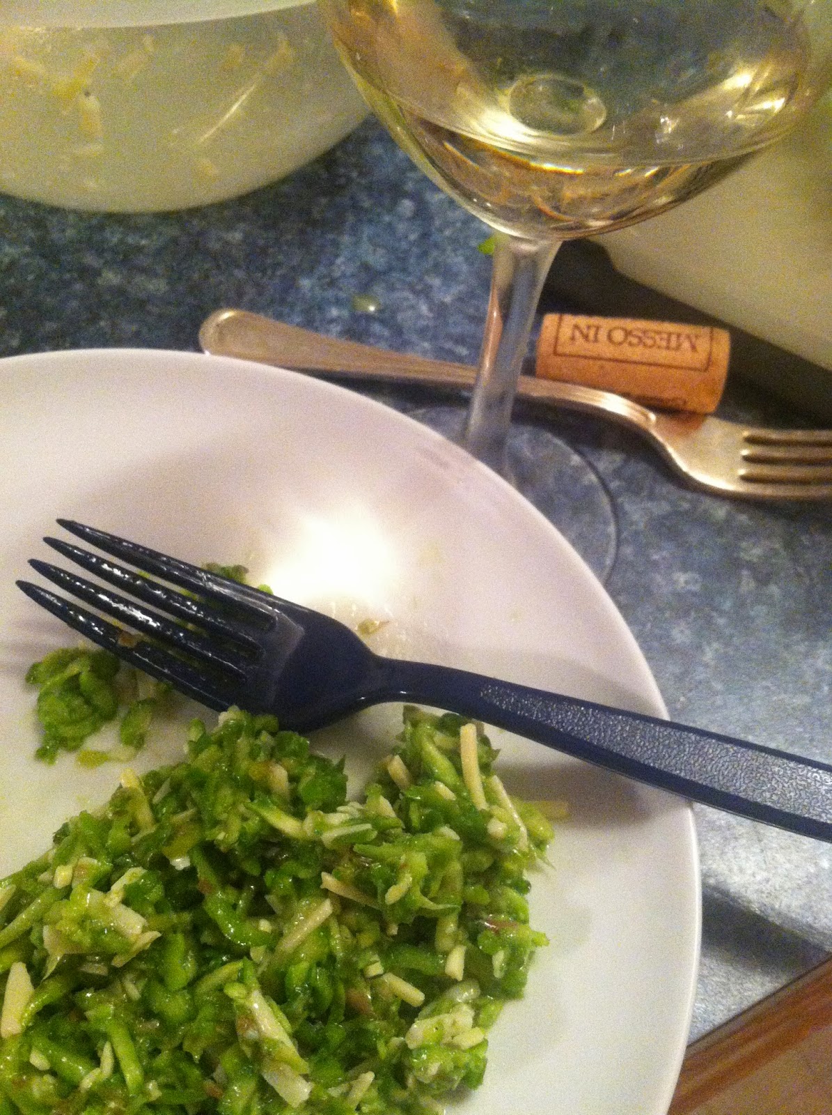 shaved raw asparagus with Parmesan dressing, served with Grillo wine. #pairings